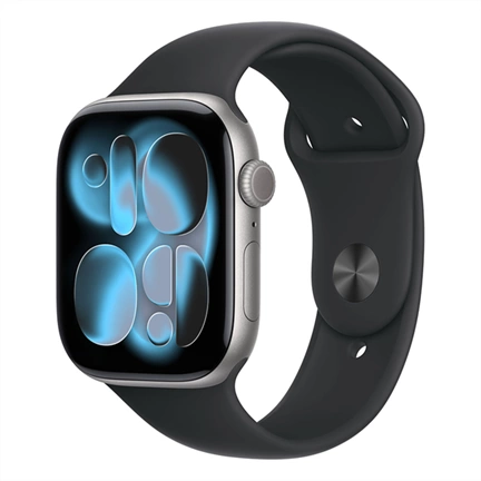 Apple Watch S11 okosóra – GPS-es (46mm) asztroszürke alumínium tok, fekete S/M sportszíjas