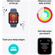 Apple Watch SE2 v3 Cellular (44mm) csillagfény alumínium tok, csillagfény sportszíj (M/L) okosóra