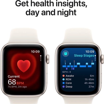 Apple Watch SE2 v3 Cellular (44mm) csillagfény alumínium tok, csillagfény sportszíj (M/L) okosóra