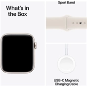 Apple Watch SE2 v3 Cellular (44mm) csillagfény alumínium tok, csillagfény sportszíj (M/L) okosóra