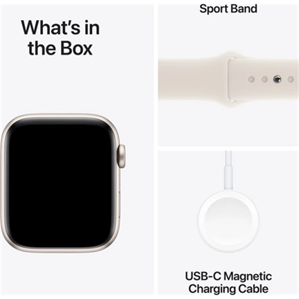 Apple Watch SE2 v3 Cellular (44mm) csillagfény alumínium tok, csillagfény sportszíj (M/L) okosóra