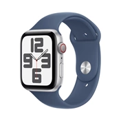 Apple Watch SE2 v3 Cellular (44mm) ezüst alumínium tok, denim sportszíj (S/M) okosóra