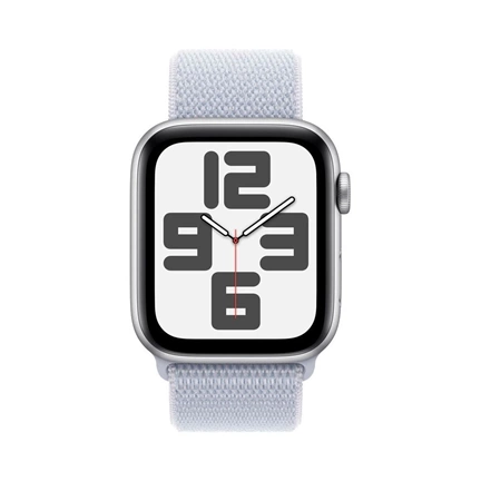 Apple Watch SE2 v3 GPS (40mm) ezüst alumínium tok, fakókék sportszíj okosóra