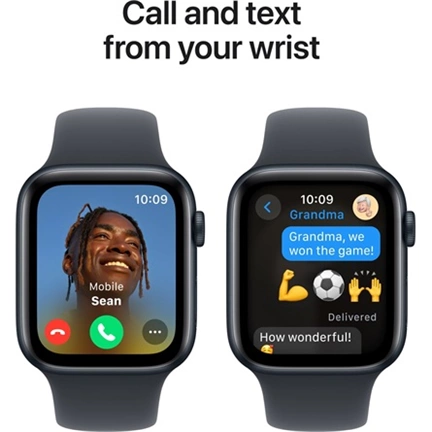 Apple Watch SE2 v3 GPS (44mm) éjfekete alumínium tok, éjfekete sportszíj (S/M) okosóra