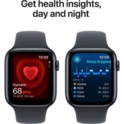 Apple Watch SE2 v3 GPS (44mm) éjfekete alumínium tok, éjfekete sportszíj (S/M) okosóra