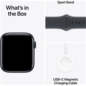 Apple Watch SE2 v3 GPS (44mm) éjfekete alumínium tok, éjfekete sportszíj (S/M) okosóra