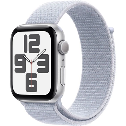 Apple Watch SE2 v3 GPS (44mm) ezüst alumínium tok, fakókék sportszíj okosóra