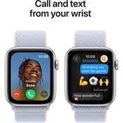 Apple Watch SE2 v3 GPS (44mm) ezüst alumínium tok, fakókék sportszíj okosóra
