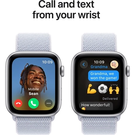 Apple Watch SE2 v3 GPS (44mm) ezüst alumínium tok, fakókék sportszíj okosóra