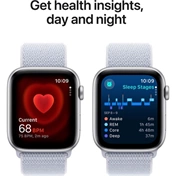 Apple Watch SE2 v3 GPS (44mm) ezüst alumínium tok, fakókék sportszíj okosóra