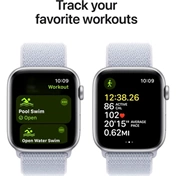 Apple Watch SE2 v3 GPS (44mm) ezüst alumínium tok, fakókék sportszíj okosóra