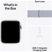 Apple Watch SE2 v3 GPS (44mm) ezüst alumínium tok, fakókék sportszíj okosóra