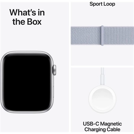 Apple Watch SE2 v3 GPS (44mm) ezüst alumínium tok, fakókék sportszíj okosóra