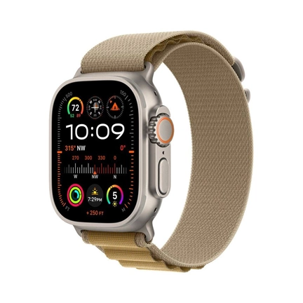 Apple Watch Ultra2 v2 Cellular 49mm Natural Titanium Case with Tan Alpine Loop - Large Okosóra