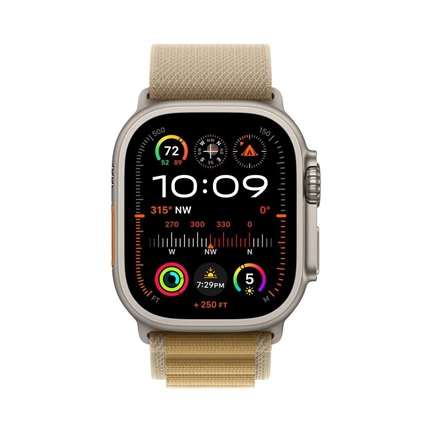 Apple Watch Ultra2 v2 Cellular 49mm Natural Titanium Case with Tan Alpine Loop - Large Okosóra
