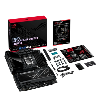 Asus Alaplap - Intel ROG MAXIMUS Z890 HERO LGA1851 (Z890, ATX, 4xDDR5 9200+MHz, 4xSATA3, 6xM.2, HDMI+2xThunderbolt)