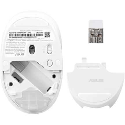 Asus Fragrance MD101 vezeték nélküli egér 2,4GHz + Bluetooth, 2400dpi, illatosítható, irizáló fehér