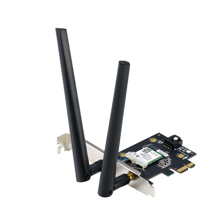 Asus PCE-BE6500 Wi-Fi 7 adapter - PCI Express, 2 külső antenna, 6GHz támogatás, Bluetooth 5.4, WPA3