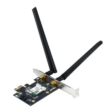Asus PCE-BE6500 Wi-Fi 7 adapter - PCI Express, 2 külső antenna, 6GHz támogatás, Bluetooth 5.4, WPA3