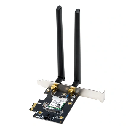 Asus PCE-BE6500 Wi-Fi 7 adapter - PCI Express, 2 külső antenna, 6GHz támogatás, Bluetooth 5.4, WPA3