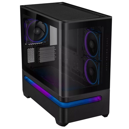 Asus Prime AP202 számítógépház - micro-ATX, ívelt üvegpanel, fekete
