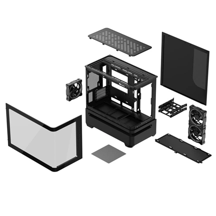 Asus Prime AP202 számítógépház - micro-ATX, ívelt üvegpanel, fekete