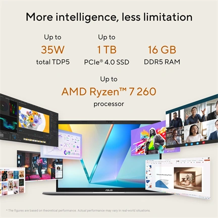 Asus Vivobook S14 M3407HA notebook 14" WUXGA, AMD Ryzen 7 260, 16GB, 1TB SSD, Windows 11 Home, matt szürke