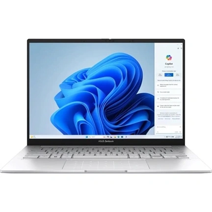 Asus Zenbook 14 OLED UX3405 notebook, Intel Core Ultra 7 255H, 16GB LPDDR5X, 512GB SSD, nincs OS, Foggy Silver