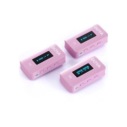 Boya BY-XM6-K2 vez.n. szett töltőtokkal 1+2 pink