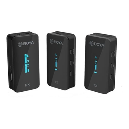 BOYA BY-XM6-K2 2.4GHz Univerzális vezetéknélküli szett (1+2) töltővel - Fekete