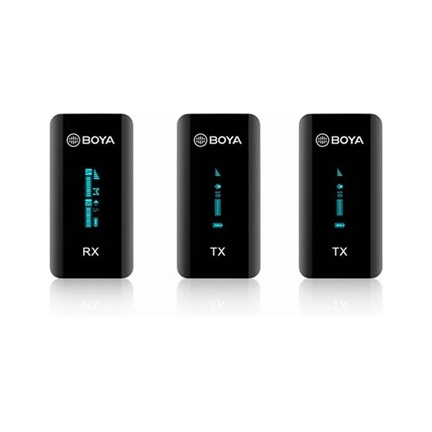BOYA BY-XM6-K2 2.4GHz Univerzális vezetéknélküli szett (1+2) töltővel - Fekete
