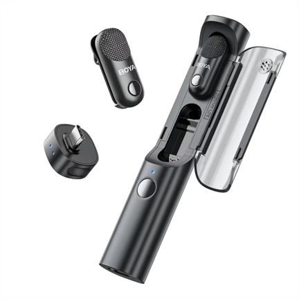 BOYA Magic - 1 vevő + 2 adó + 1 töltőtok + 1 tárolótáska, Type-C, fekete