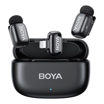 BOYA Mini 2 - 2 adó + 1 vevő (Lightning csatlakozóval) + 1 töltőtok. - Fekete