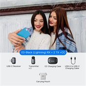 BOYA Mini 2 - 2 adó + 1 vevő (Lightning csatlakozóval) + 1 töltőtok. - Fekete