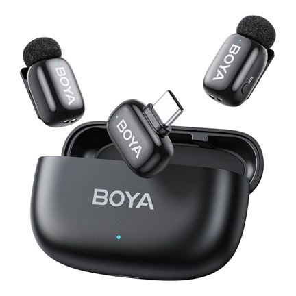 BOYA Mini 2 - 2 adó + 1 vevő (USB-C csatlakozóval) + 1 töltőtok. - Fekete