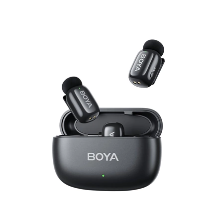 BOYA Mini - Ultrakompakt 2,4 GHz-es vezeték nélküli mikrofon Lightning csatlakozóval 2 adó + 1 vevő Fekete BOYA Mini - Ultrakompakt 2,4 GHz-es vezeték nélküli mikrofon Lightning csatlakozóval 2 adó + 1 vevő Fekete