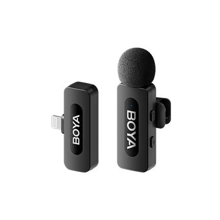 BOYA V Series vezeték nélküli mikrofon Lightning csatlakozós eszközökhöz, 1 adó + 1 vevő BOYA V Series vezeték nélküli mikrofon Lightning csatlakozós eszközökhöz, 1 adó + 1 vevő
