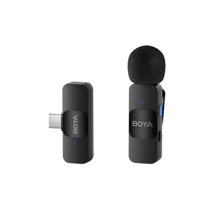 BOYA V Series vezeték nélküli mikrofon USB-C csatlakozós eszközökhöz, 1 adó + 1 vevő BOYA V Series vezeték nélküli mikrofon USB-C csatlakozós eszközökhöz, 1 adó + 1 vevő