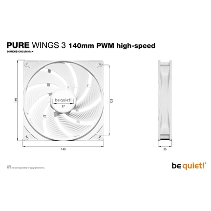Be Quiet! PURE WINGS 3 140mm PWM High-speed (BL113) - fehér
