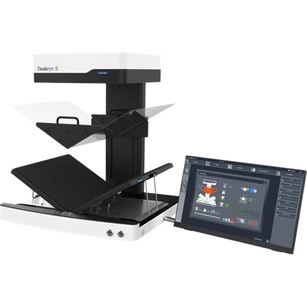 Bookeye 5 V2 Automatic, A2+, 600dpi, V-Book Cradle autom. V-Glass Plate, 21" Touch, FC-Warranty Bookeye 5 V2 Automatic, A2+, 600dpi, V-Book Cradle autom. V-Glass Plate, 21" Touch, FC-Warranty