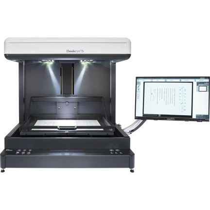 Bookeye 5 V2 Semiautomatic, Color, A2+,600dpi,, V-book cradle, autom. V-glass plate Bookeye 5 V2 Semiautomatic, Color, A2+,600dpi,, V-book cradle, autom. V-glass plate