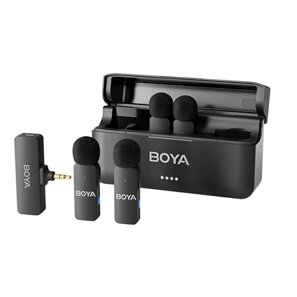 Boya BY-V4 - 2,4 GHz-es, négycsatornás vezeték nélküli mikrofon 3,5 mm-es JACK csatlakozóval