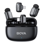 Boya Mini 2 - 2 adó + 2 vevő (USB-C és Lightning csatlakozóval) + 1 töltőtok. - Fekete