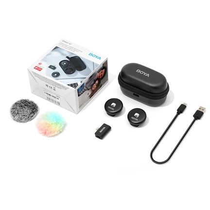 Boya Omic-D 2.4GHz Ultrakompakt vezetéknélküli szett (iOS 1+2 Töltődoboz) Fekete