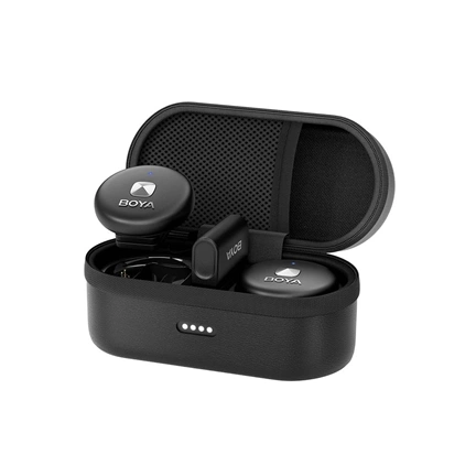 Boya Omic-U 2.4GHz Ultrakompakt vezetéknélküli szett (Android 1+2 Töltődoboz) Fekete