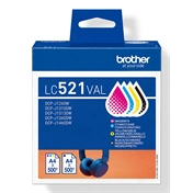 Brother LC521VAL tintapatron - value pack, 4x 500 oldal, cián/magenta/sárga/fekete