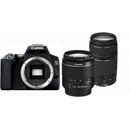 CANON EOS 250D + EF-S 18-55mm f/4-5.6 IS STM + EF 75-300 f/4-5.6 III kit fekete CANON EOS 250D + EF-S 18-55mm f/4-5.6 IS STM + EF 75-300 f/4-5.6 III kit fekete