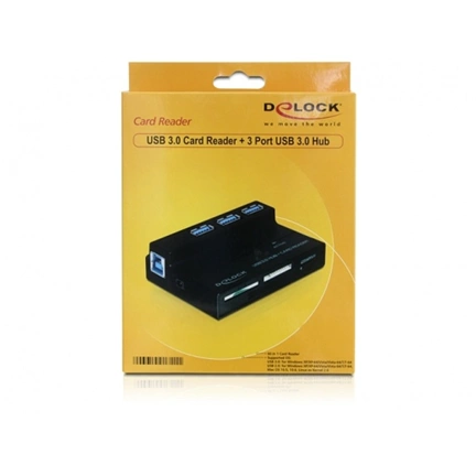 CARD READER DELOCK USB 3.0 All in One 1+3 Port + USB 3.0 Hub (91721)