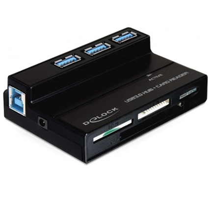 CARD READER DELOCK USB 3.0 All in One 1+3 Port + USB 3.0 Hub (91721)