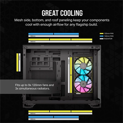 CORSAIR 2500X Tempered Glass Black RGB iCue